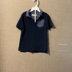 Ben Sherman Navy Kids Polo with Patterned Collar